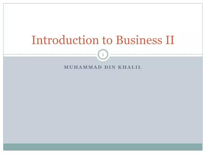 introduction to business ii