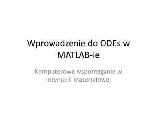 wprowadzenie do odes w matlab ie
