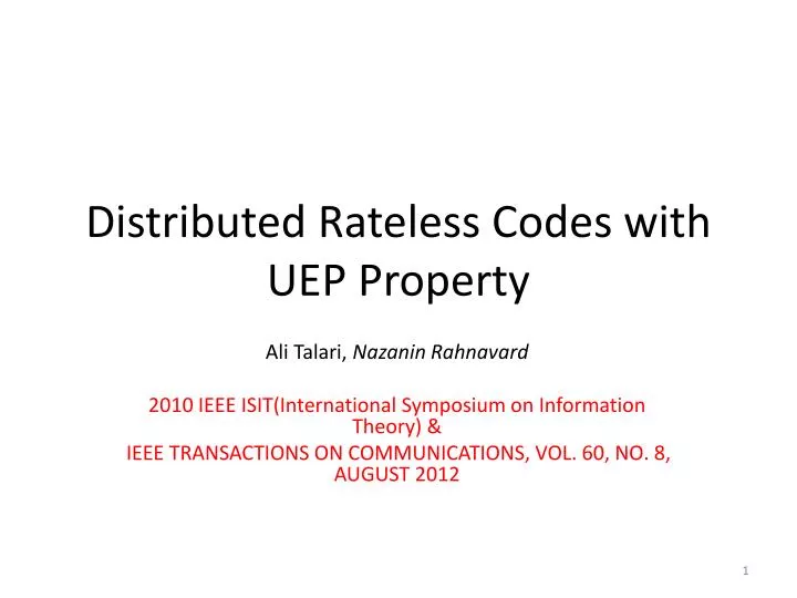 distributed rateless codes with uep property