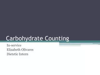 Carbohydrate Counting