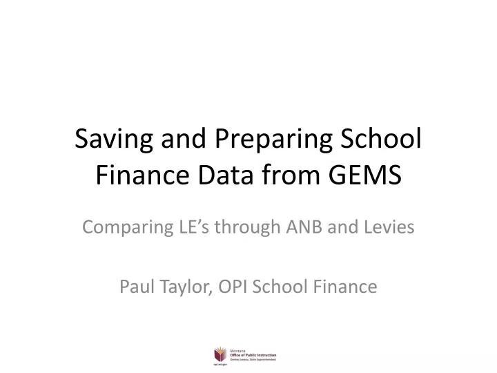 saving and preparing school finance data from gems
