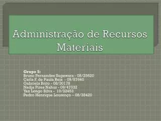 administra o de recursos materiais