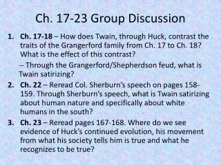 Ch. 17-23 Group Discussion