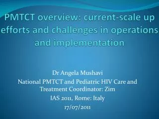 PMTCT overview: current-scale up efforts and challenges in operations and implementation