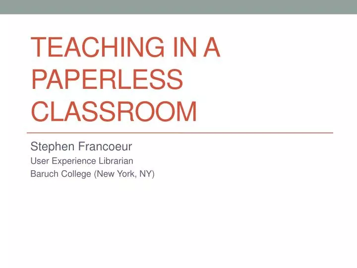 teaching in a paperless classroom