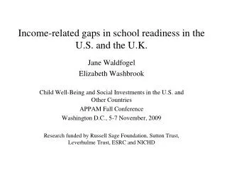 Income-related gaps in school readiness in the U.S. and the U.K.