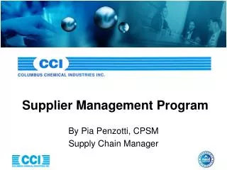 Supplier Management Program