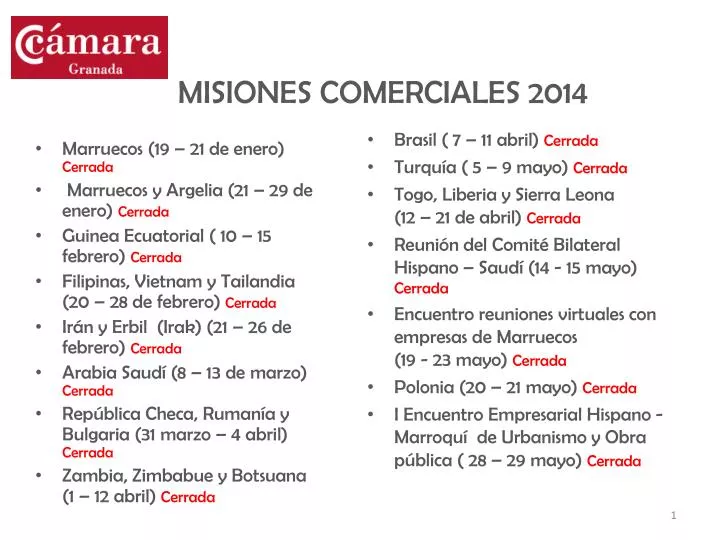 misiones comerciales 2014