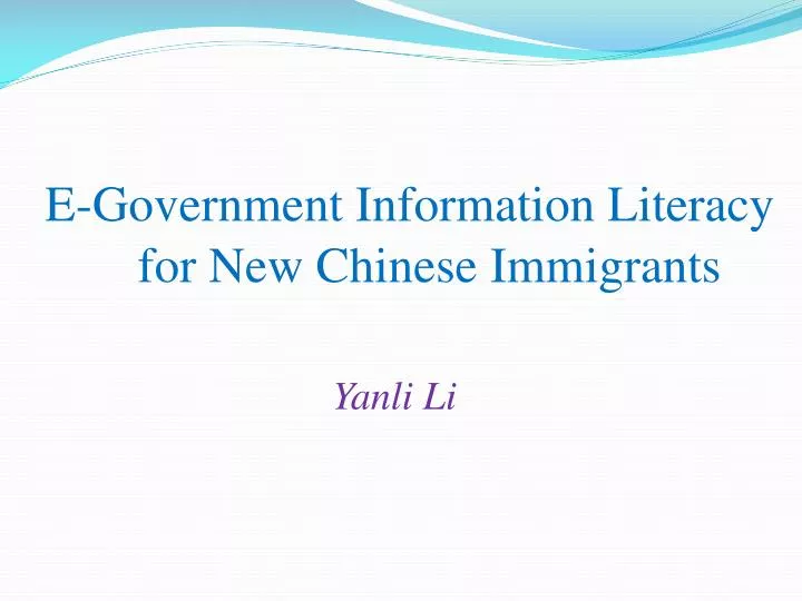 e government information literacy for new chinese immigrants
