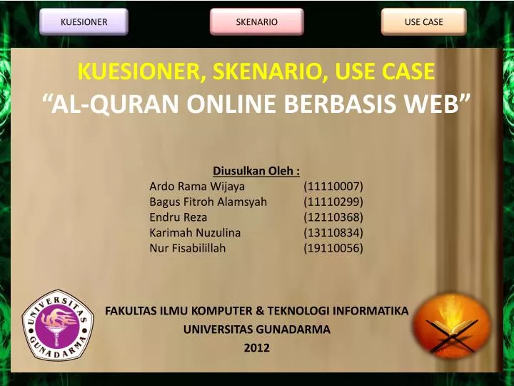 kuesioner skenario use case al quran online berbasis web