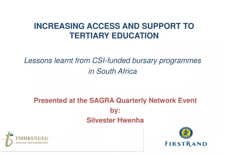 increasing access and support to tertiary education
