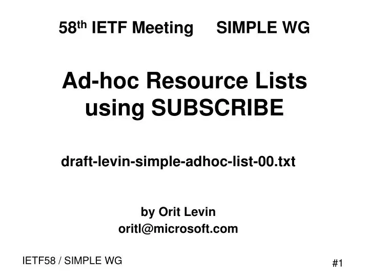 ad hoc resource lists using subscribe