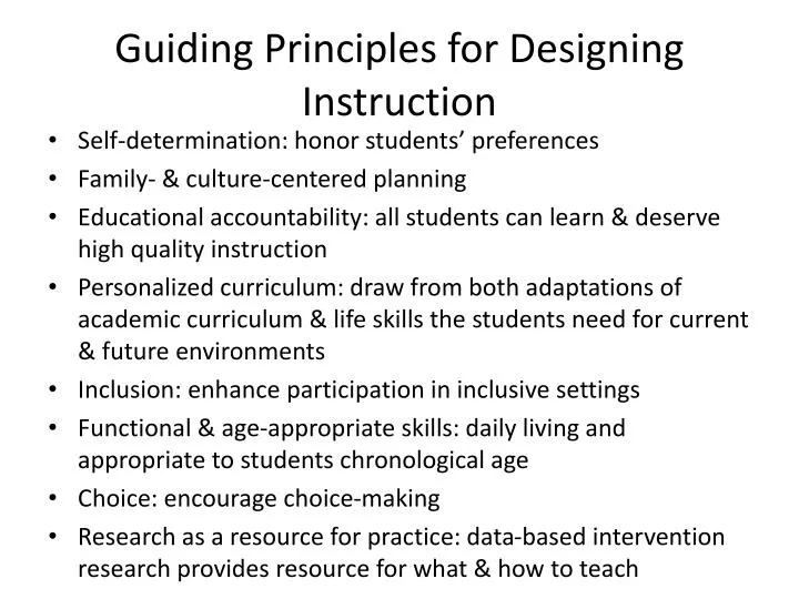 guiding principles for designing instruction