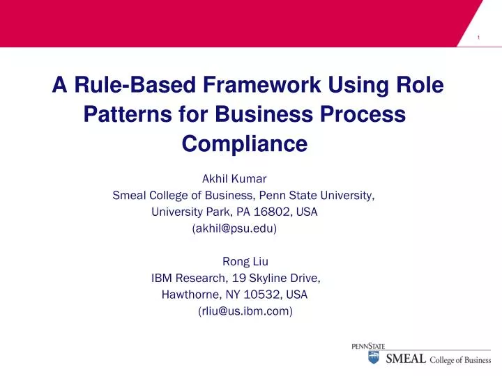 a rule based framework using role patterns for business process compliance