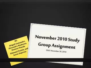 November 2010 Study Group Assignment DUE: November 30, 2010