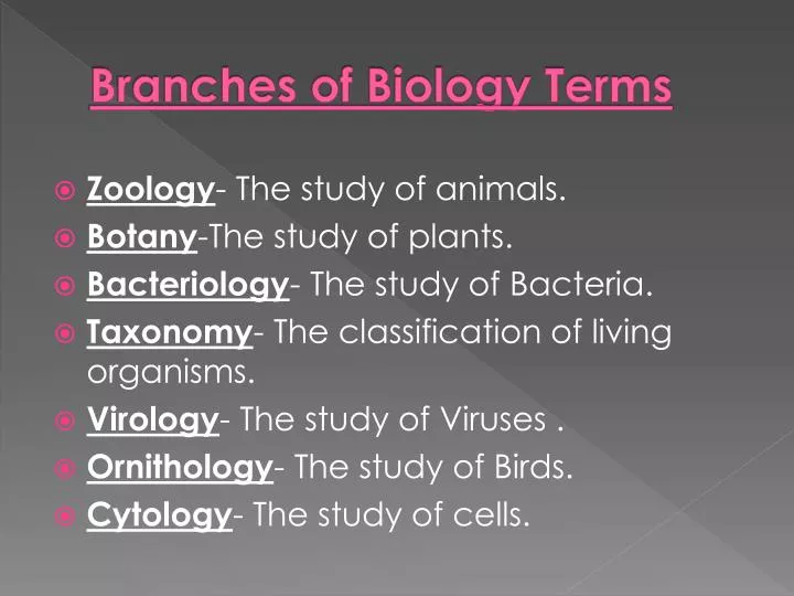 branches of biology terms