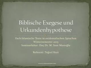 biblische exegese und urkundenhypothese