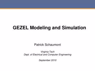 GEZEL Modeling and Simulation