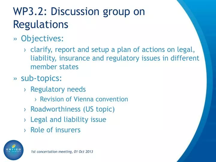 wp3 2 discussion group on regulations