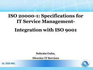 ISO 20000-1: Specifications for IT Service Management- Integration with ISO 9001
