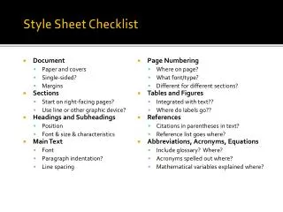 Style Sheet Checklist