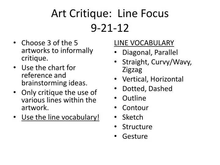 art critique line focus 9 21 12