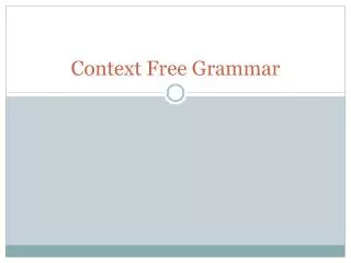 Context Free Grammar