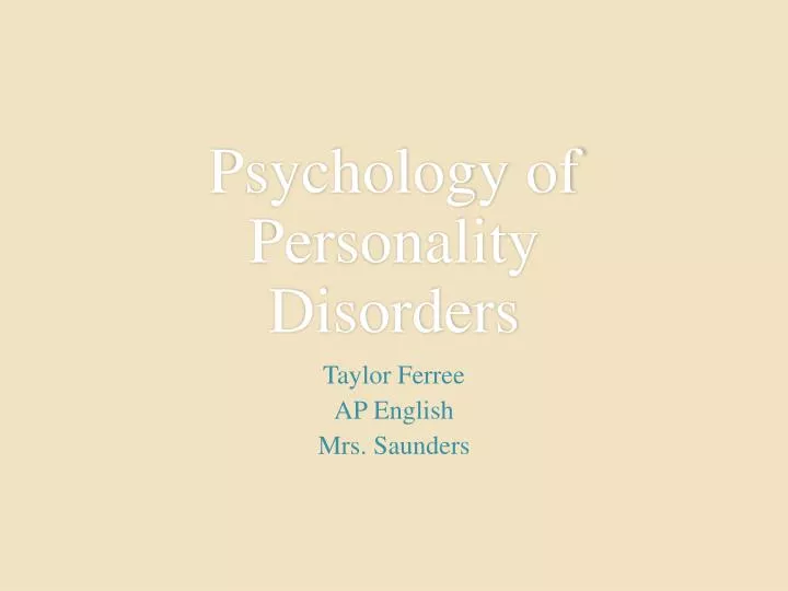 psychology of personality disorders