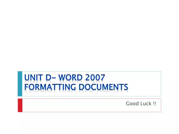 unit d word 2007 formatting documents
