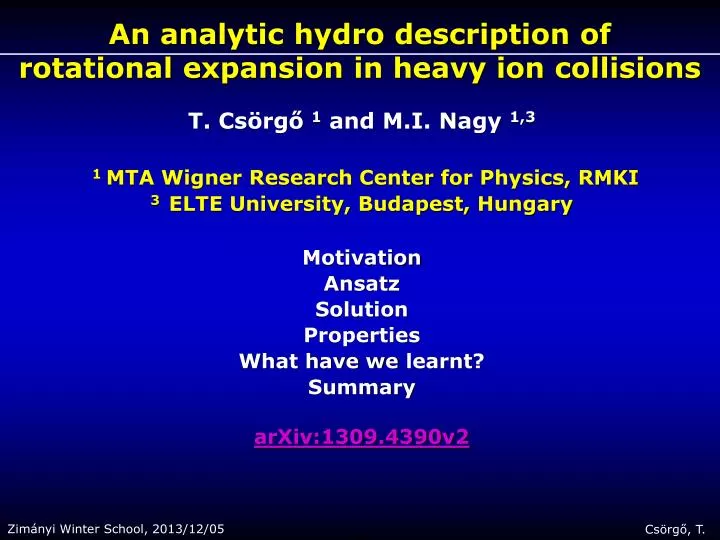 an analytic hydro description of rotational expansion in heavy ion collisions