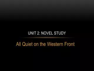 Unit 2: Novel study