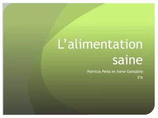 l alimentation saine