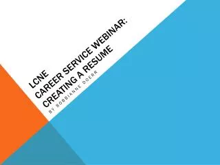 LCNe Career Service webinar: Creating a Resume