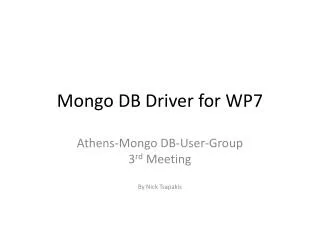 Mongo DB Driver for WP7