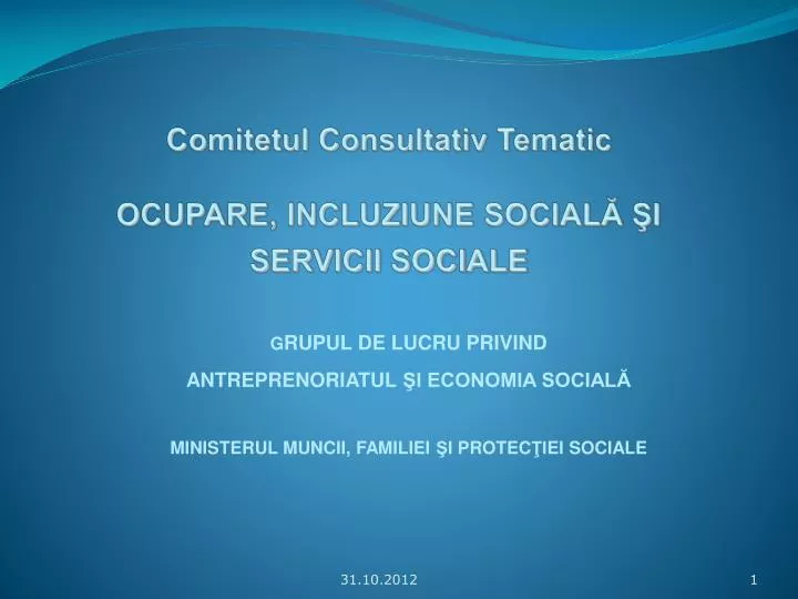 comitetul consultativ tematic ocupare incluziune social i servicii sociale