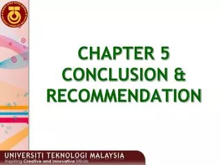 CHAPTER 5 CONCLUSION &amp; RECOMMENDATION
