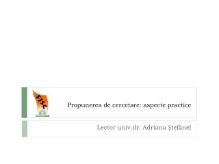 propunerea de cercetare aspecte practice