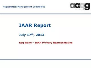 IAAR Report July 17 th , 2013
