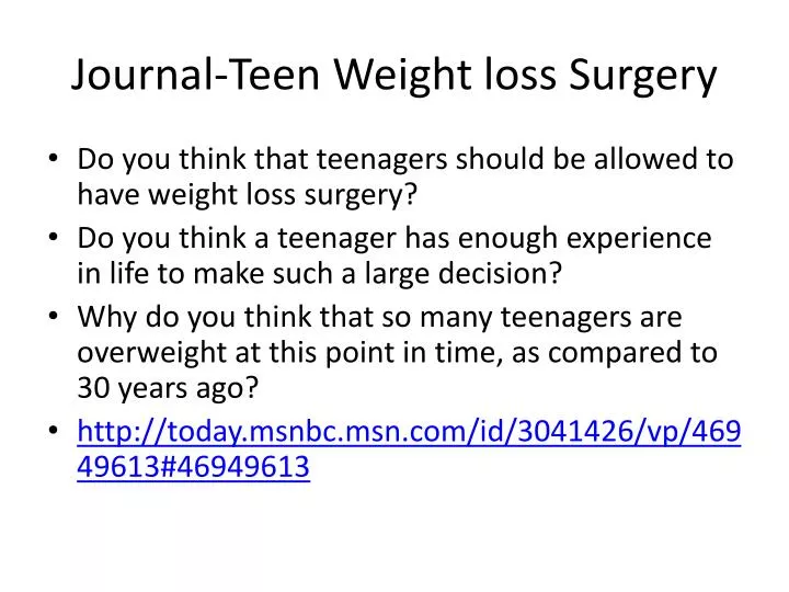 journal teen weight loss surgery