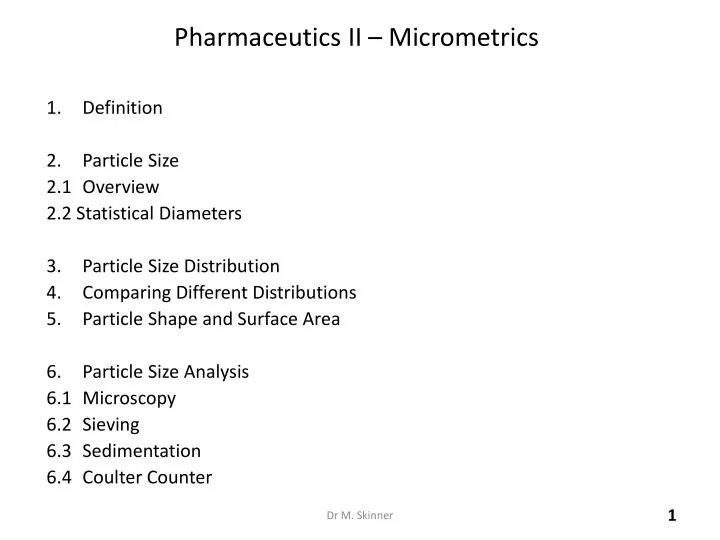 pharmaceutics ii micrometrics