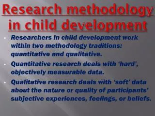 Research methodology in child development