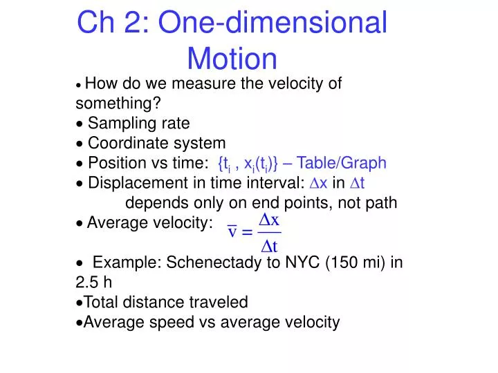 ch 2 one dimensional motion