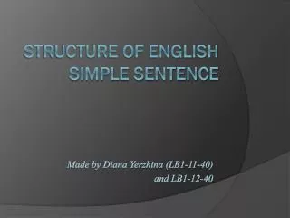 Structure of English simple sentence