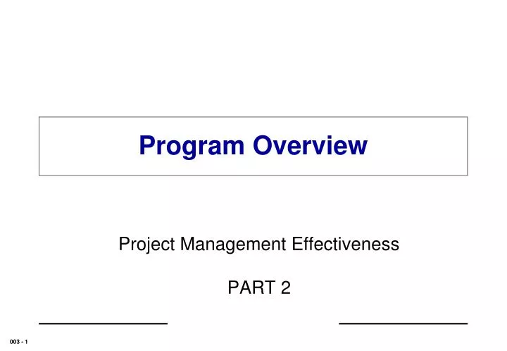 program overview