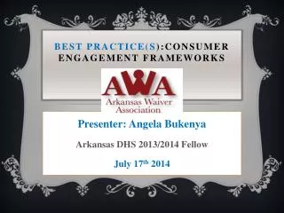 Best Practice(s ):Consumer Engagement Frameworks