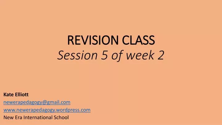 revision class session 5 of week 2