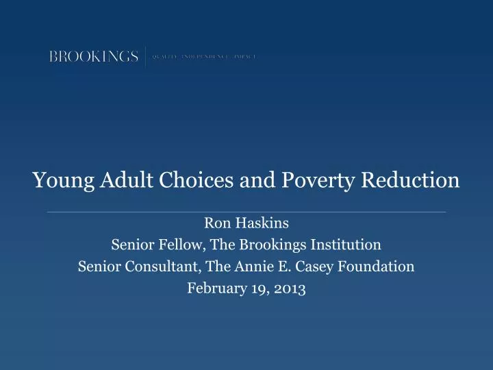 young adult choices and poverty reduction