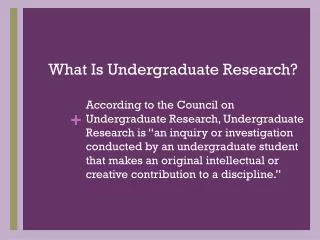 What Is Undergraduate Research?
