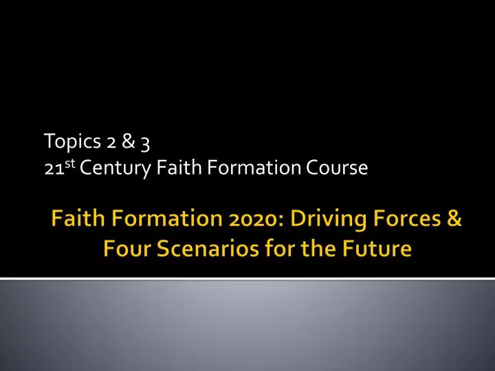 topics 2 3 21 st century faith formation course