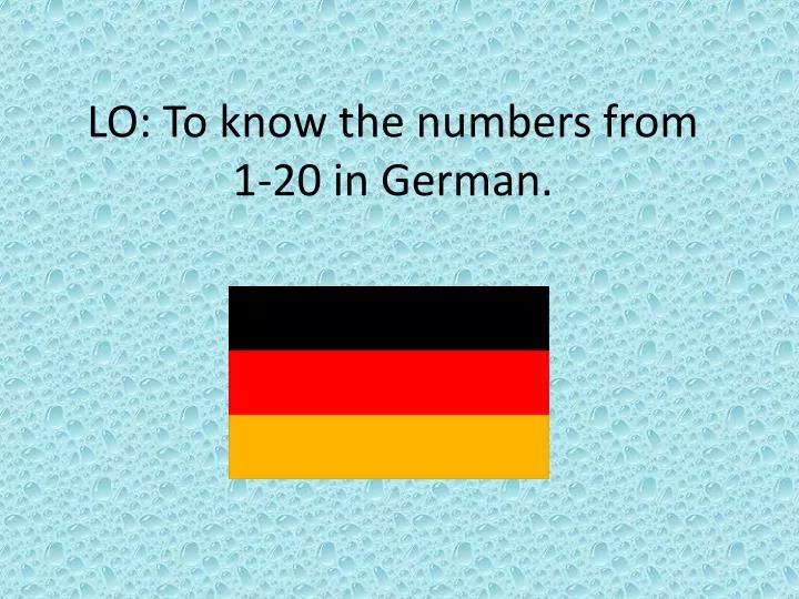 lo to know the numbers from 1 20 in german